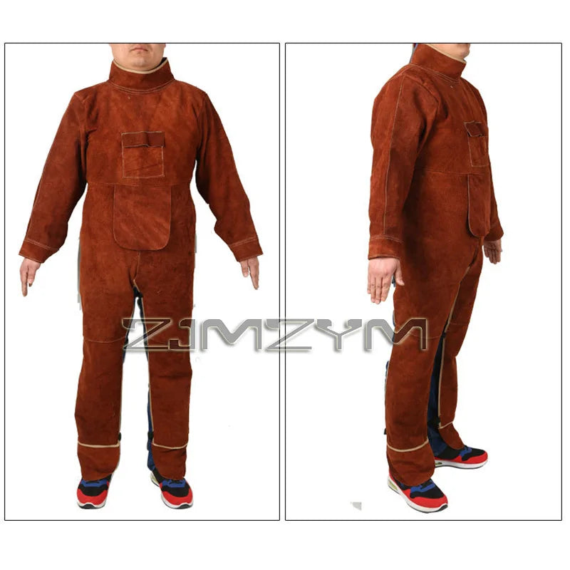 Cowhide Leather Welding Suit – Flame-Resistant Safety Uniform