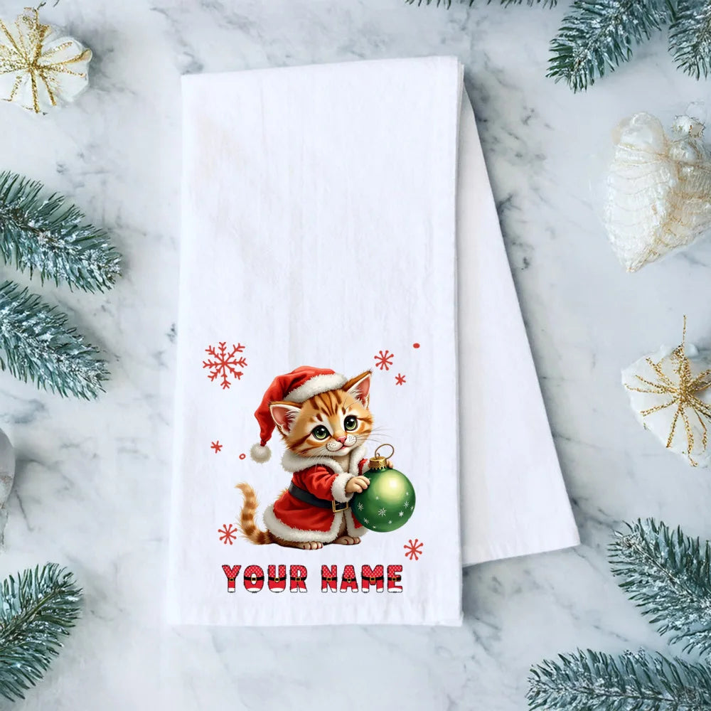 Personalized Christmas Tea Towel – Festive Holiday Kitchen Gift