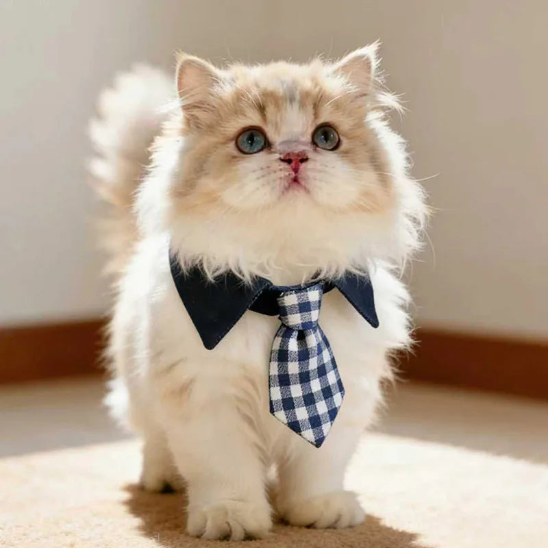 Plaid Pet Tie – Adjustable Cat & Dog Gentleman Collar