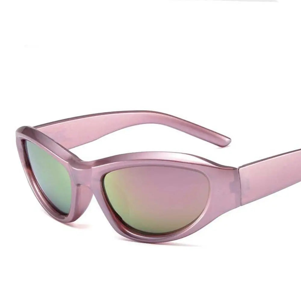 Y2K Oval Sports Punk Sunglasses UV400 – Colorful Mirror Lens