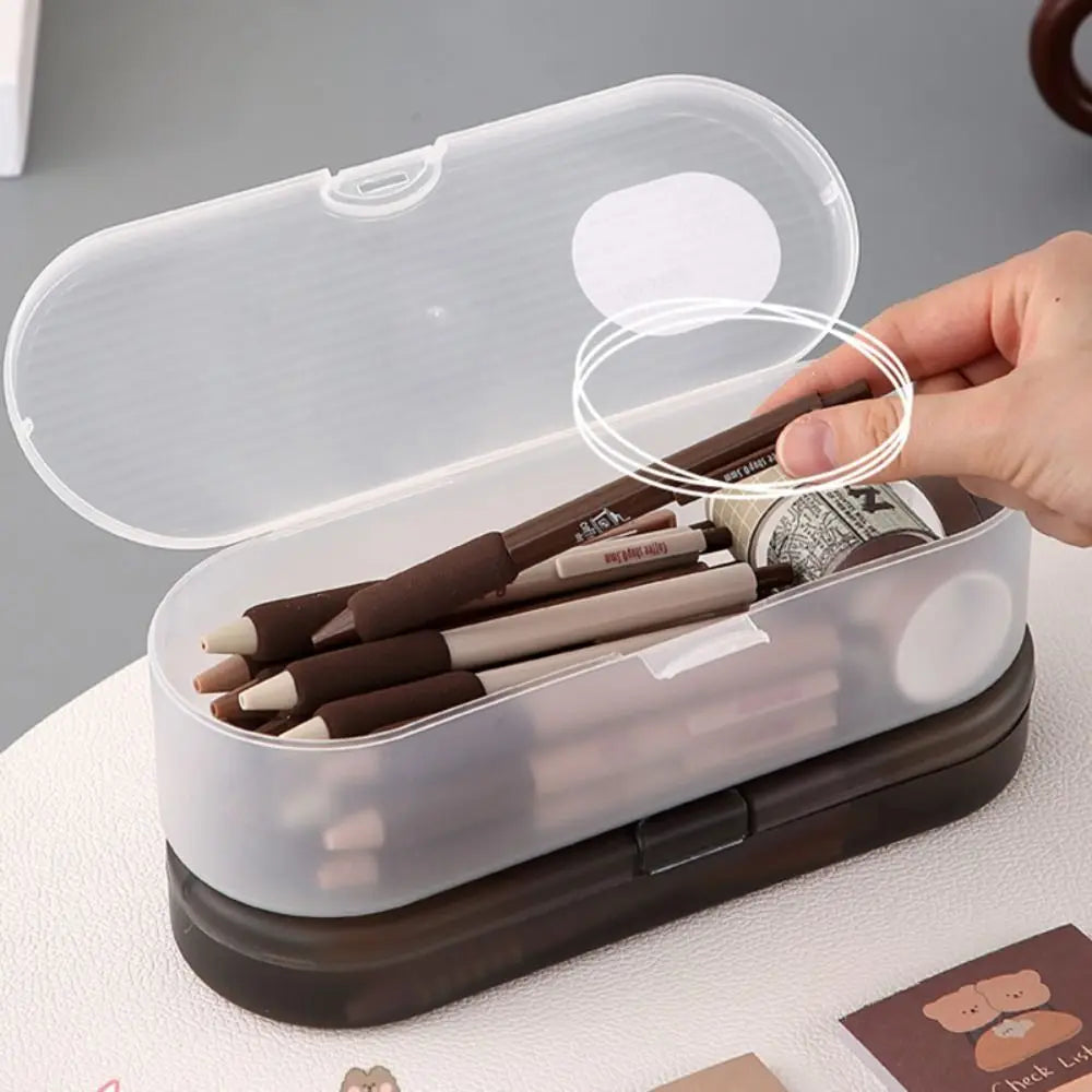 Transparent Stackable Pencil Case | Large Capacity Plastic Pen Box