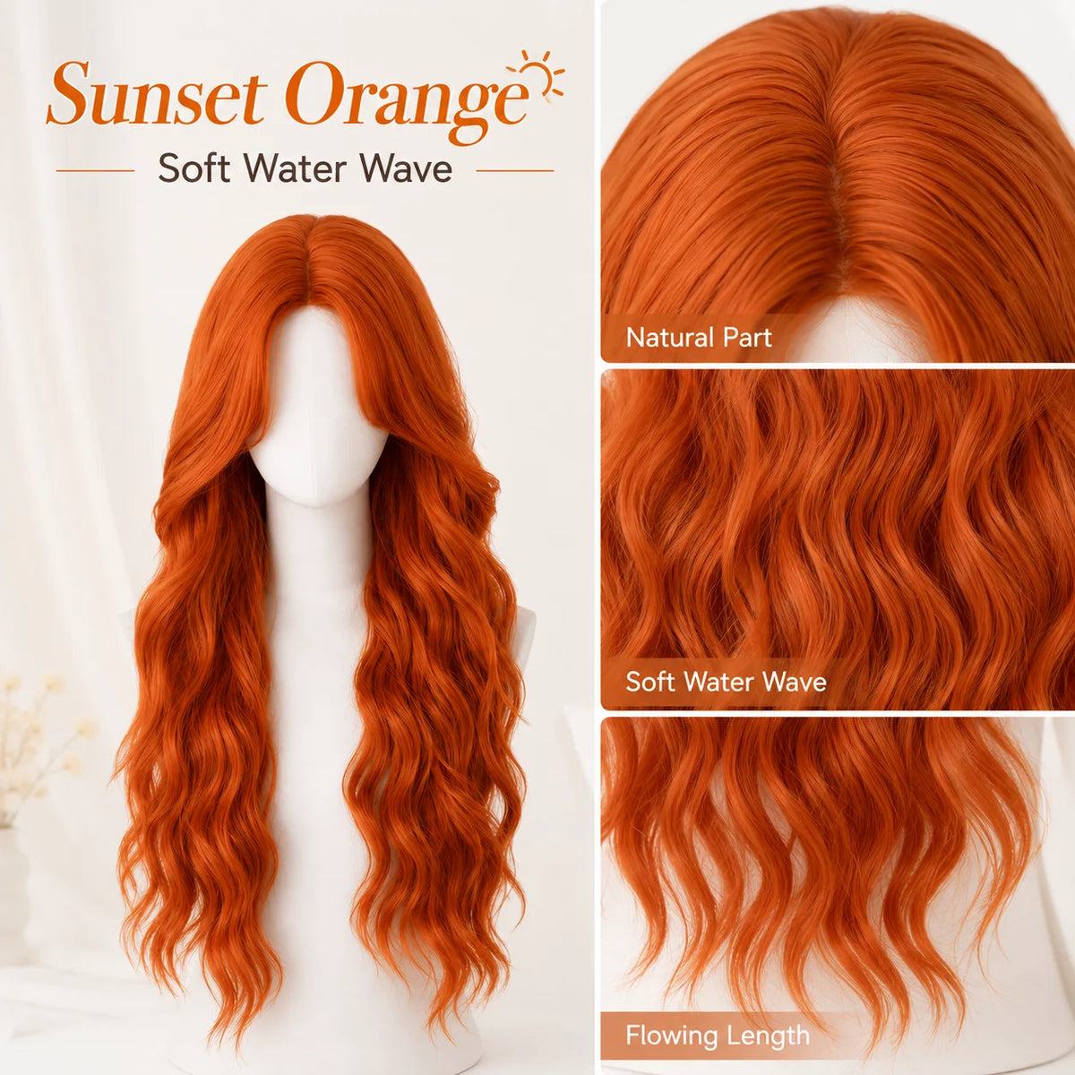 Dirty Orange Long Curly Cosplay Wig with Bangs | Full Headpiece