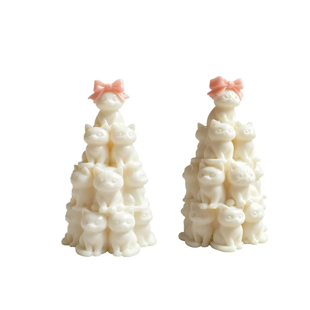 3D Stacked Cats Tower Silicone Mold – DIY Candle & Plaster