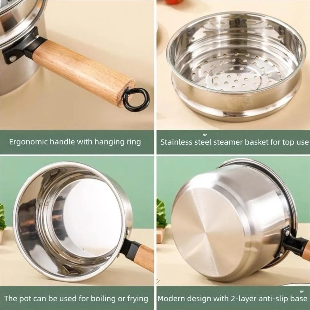 Stainless Steel Mini Steamer Pot 16/18cm | 2-Layer with Lid