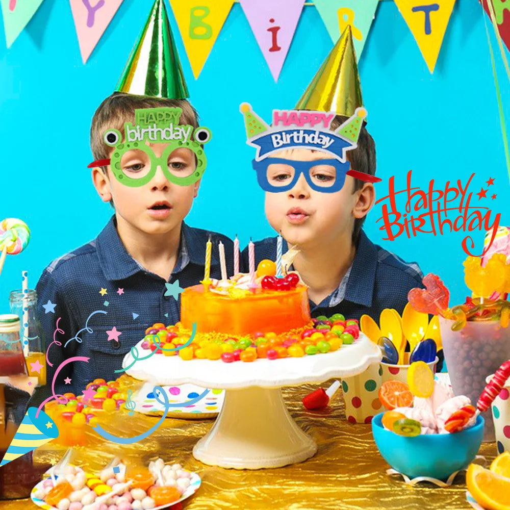 Kids Birthday Cartoon Animal Felt Glasses – Fun Party Props