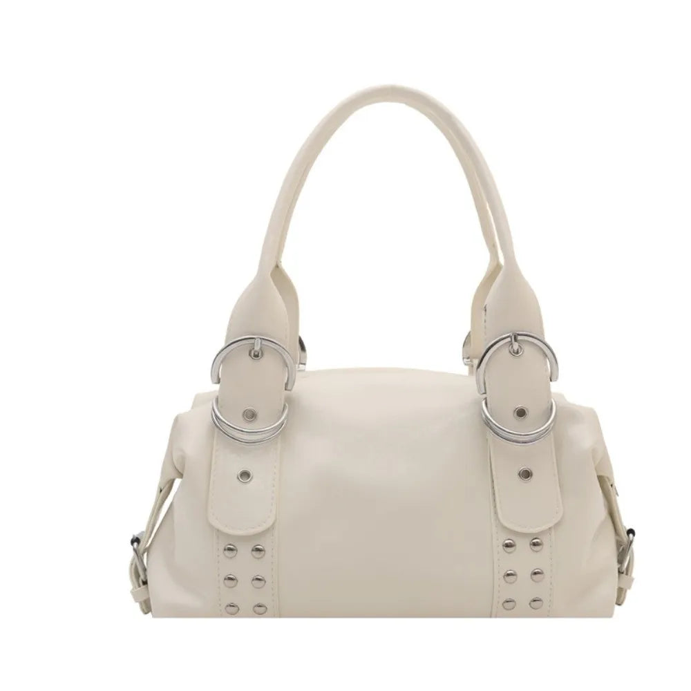 Y2K PU Leather Rivet Shoulder Bag – Women's Fashion Tote