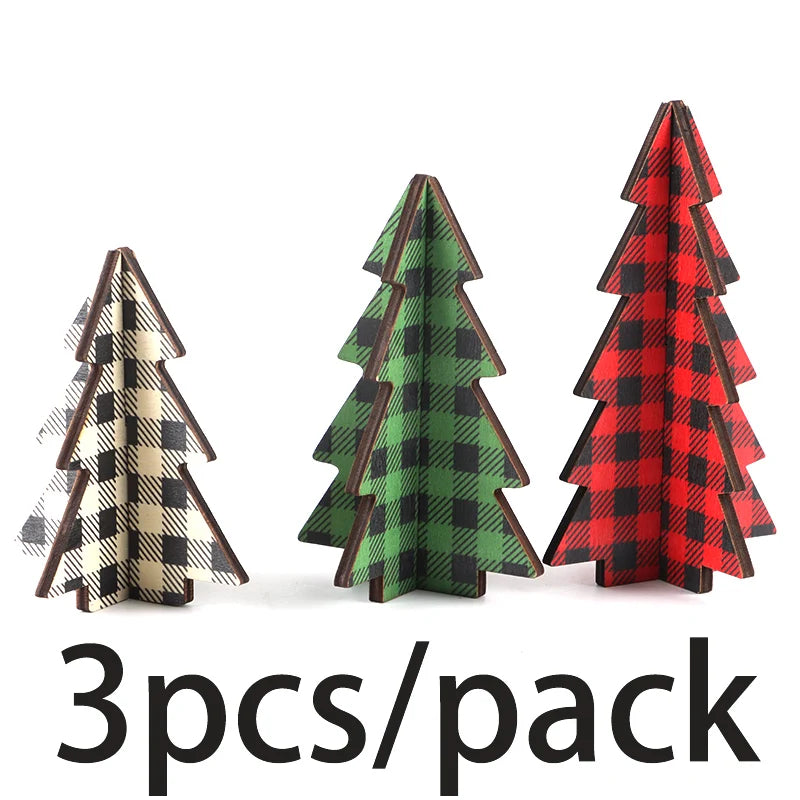 3-Piece 3D Wooden Christmas Tree Decorations | Holiday Crafts