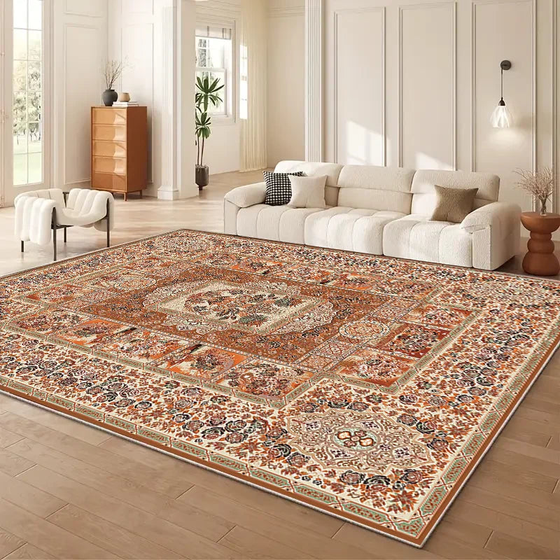 RAKKS Boho Floral Crystal Velvet Area Rug – Anti-Slip Carpet