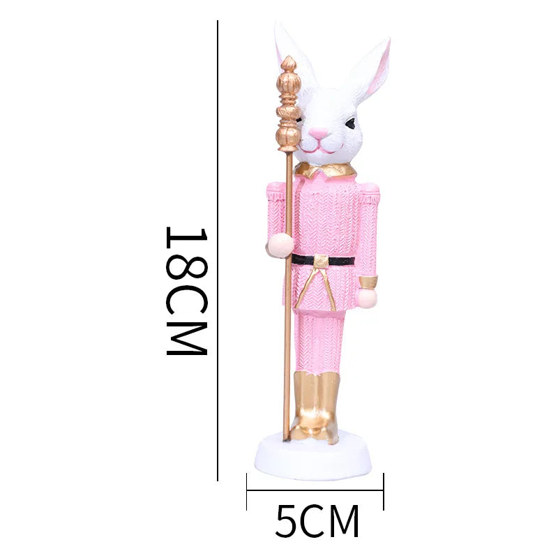 Resin Easter Bunny Statue with Scepter | Spring Tabletop Decor