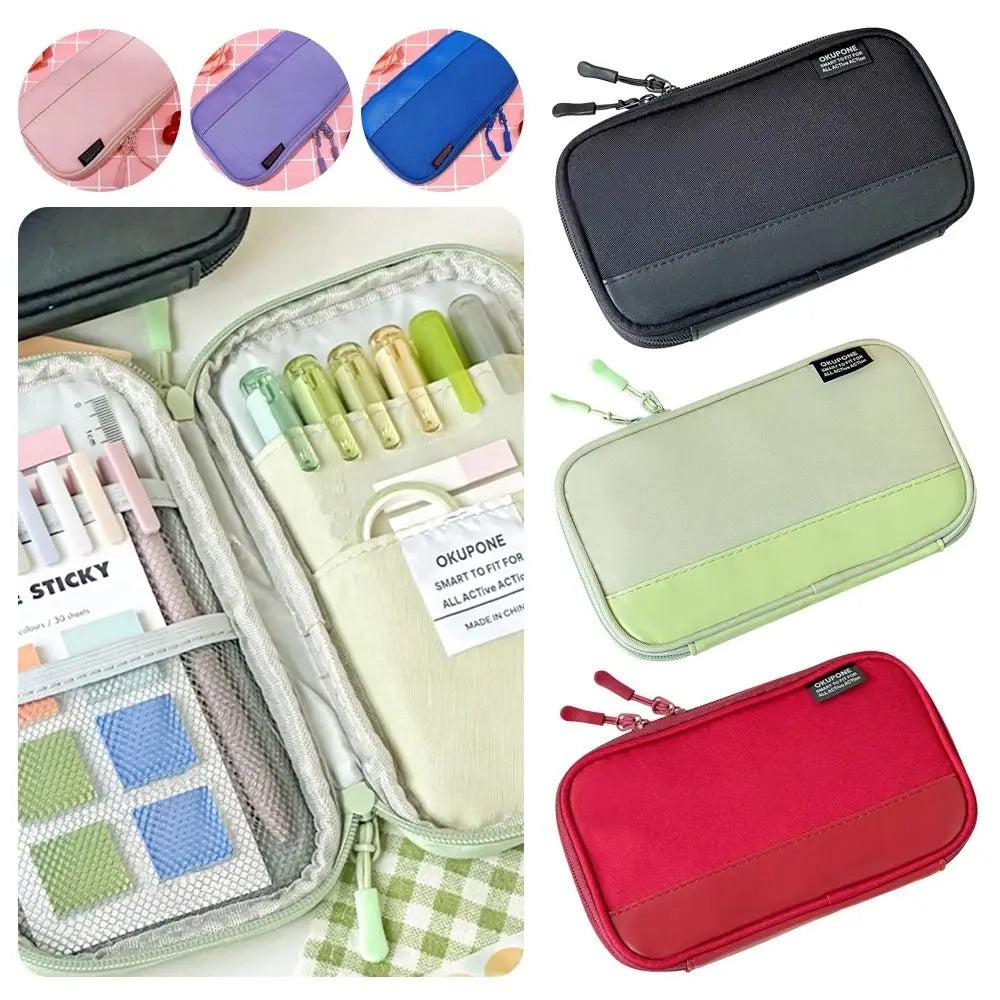 Oxford Pencil Pouch – Ultra-Thin Multi-Pocket Pen Bag