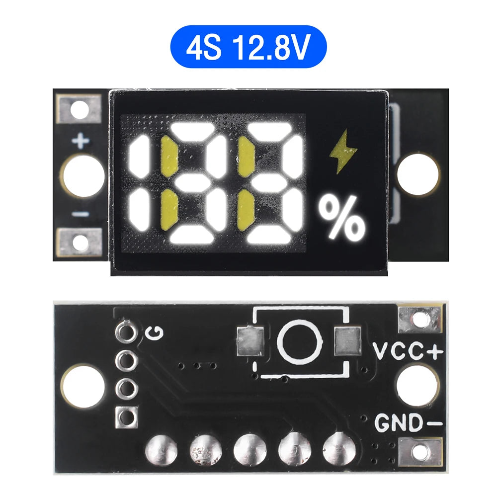 1S–4S LiFePO₄ Battery Level Indicator Module | LED Gauge