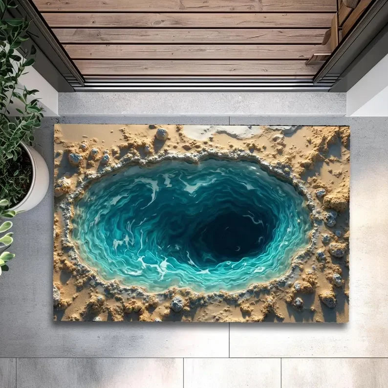 Optical Illusion Vortex Door Mat – Non-Slip Washable Rug