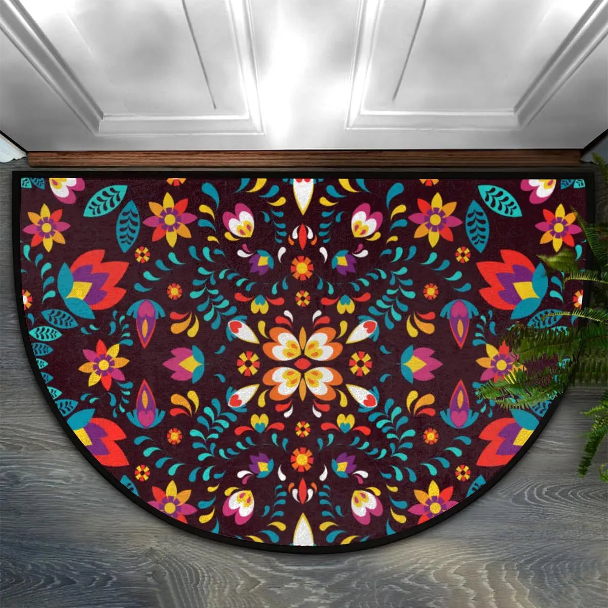Semi-Circular Non-Slip Doormat – Indoor & Outdoor Entrance Rug