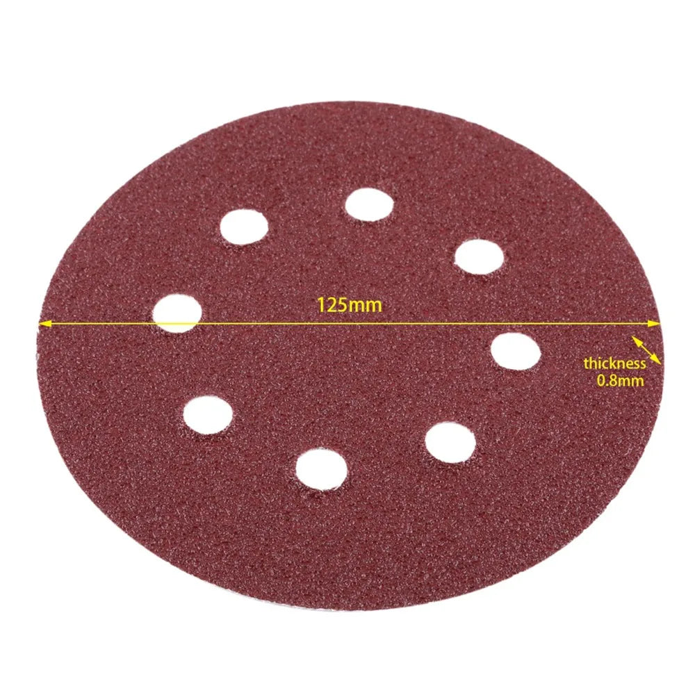 100-Pack 5" Alumina Sanding Discs | 60–240 Grit, 8-Hole