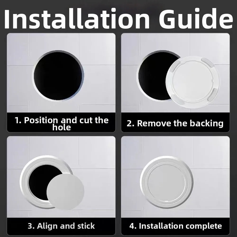 Round PVC Access Panel – Self-Adhesive Hinged Wall Hatch
