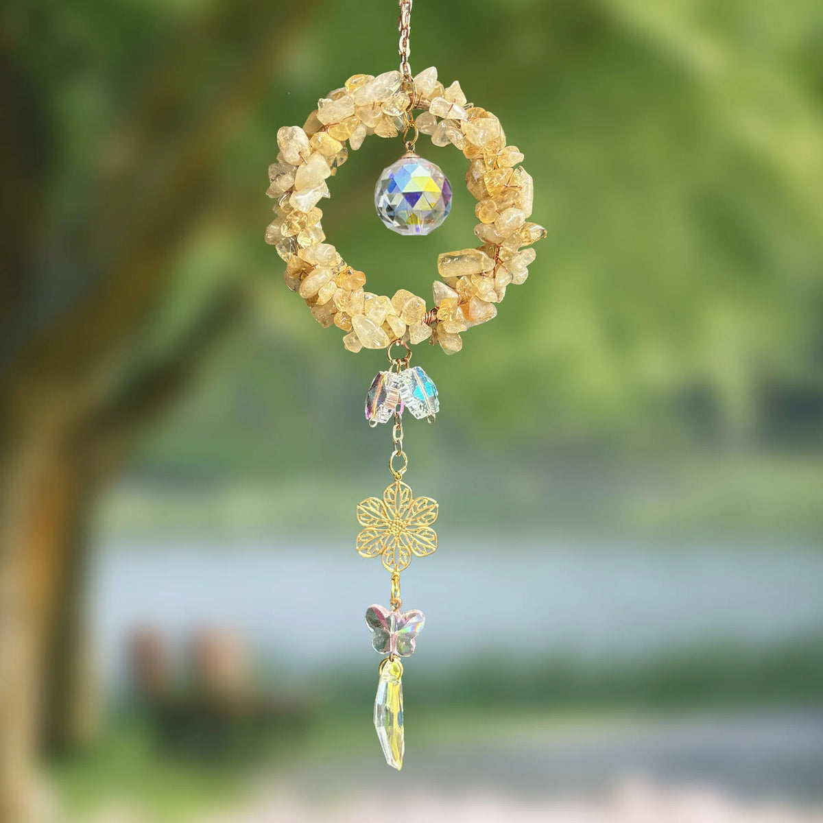 Natural Crystal Suncatcher Rainbow Prism Window & Car Ornament