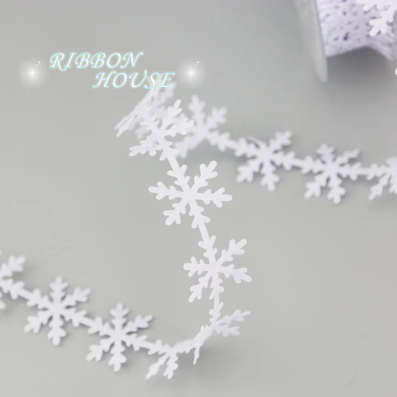 5M Christmas Snow Embossed Nonwoven Ribbon Lace 25mm Wide