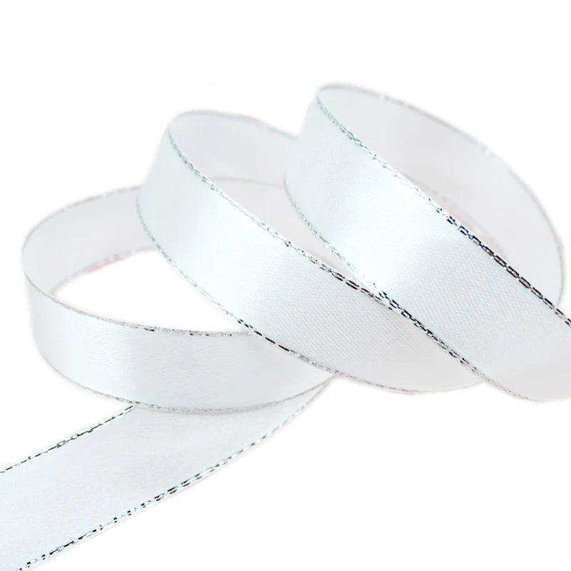 White Silver Edge Satin Ribbon 25 Yards – Gift & Craft