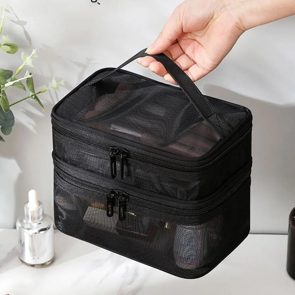 Transparent Mesh Travel Cosmetic Bag | 1/2/3 Layer Makeup Case