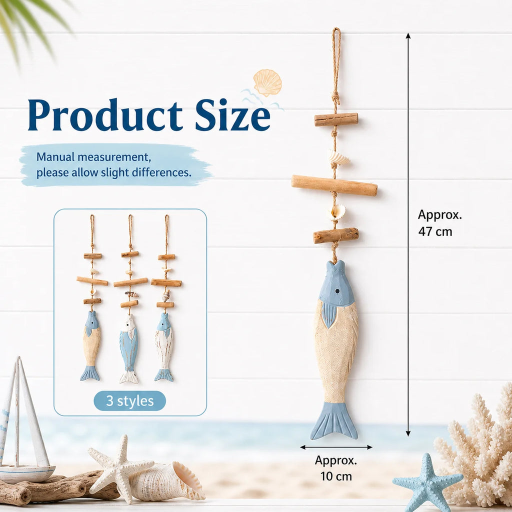 Coastal Wooden Fish Wall Hanging | Nautical Beach Decor