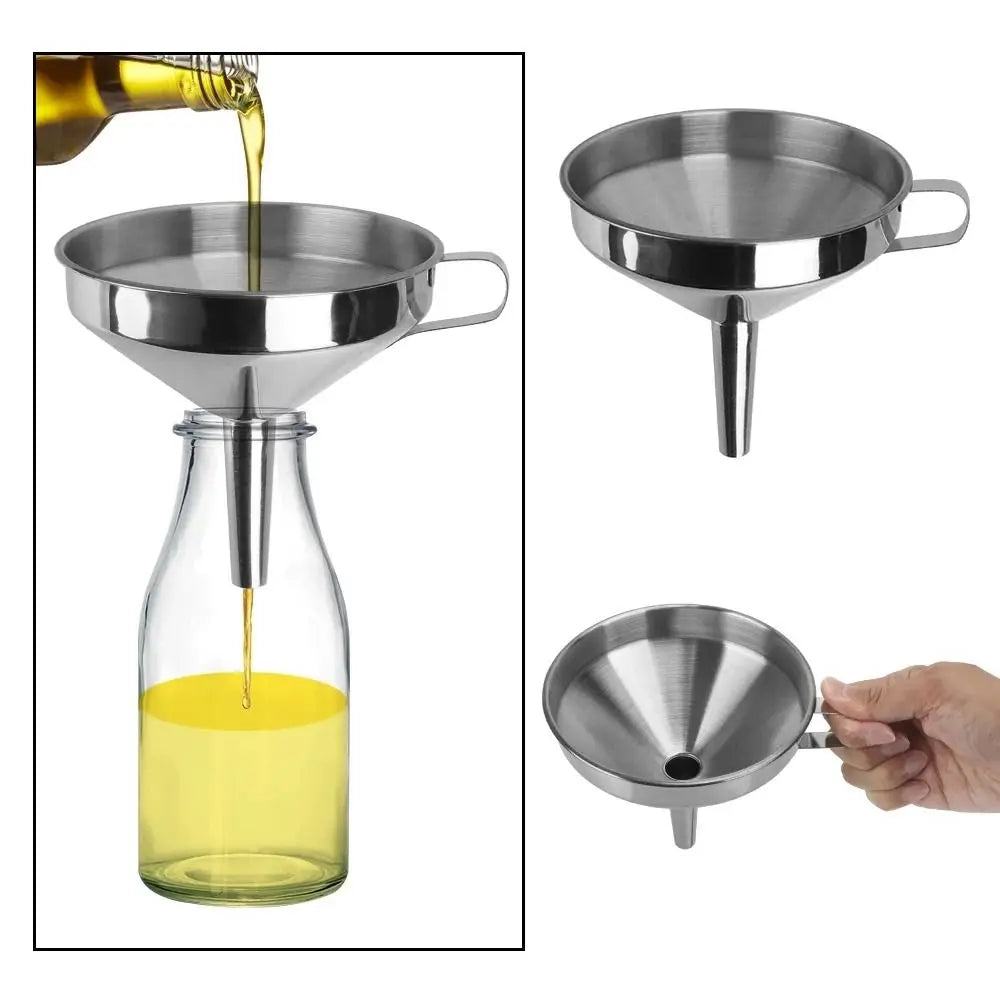 Wide Mouth Stainless Steel Funnel & Strainer Kitchen Tool