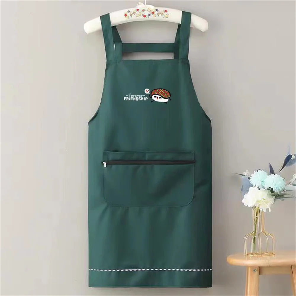 Waterproof Anti-Oil PVC Kitchen Apron with Zipper Pocket