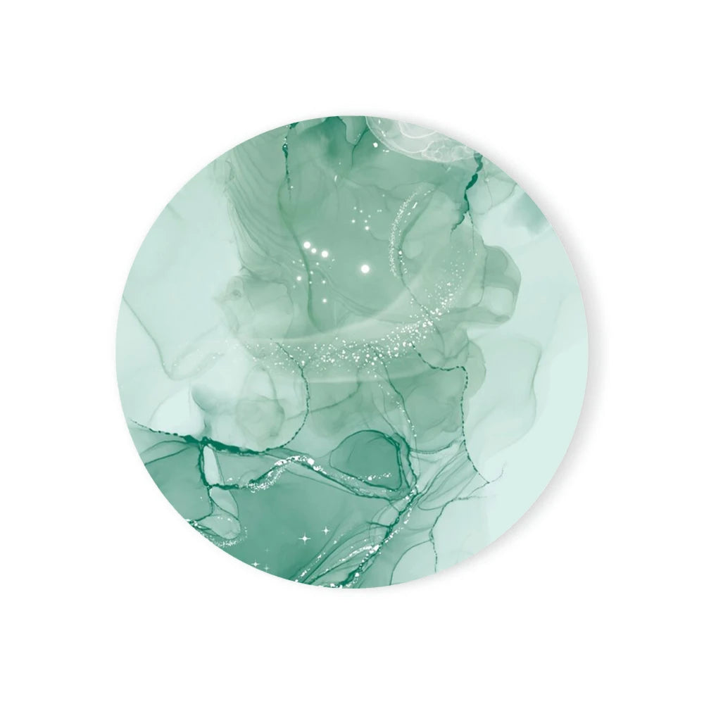 Watercolor Abstract Ceramic Coaster with Cork Base | Round