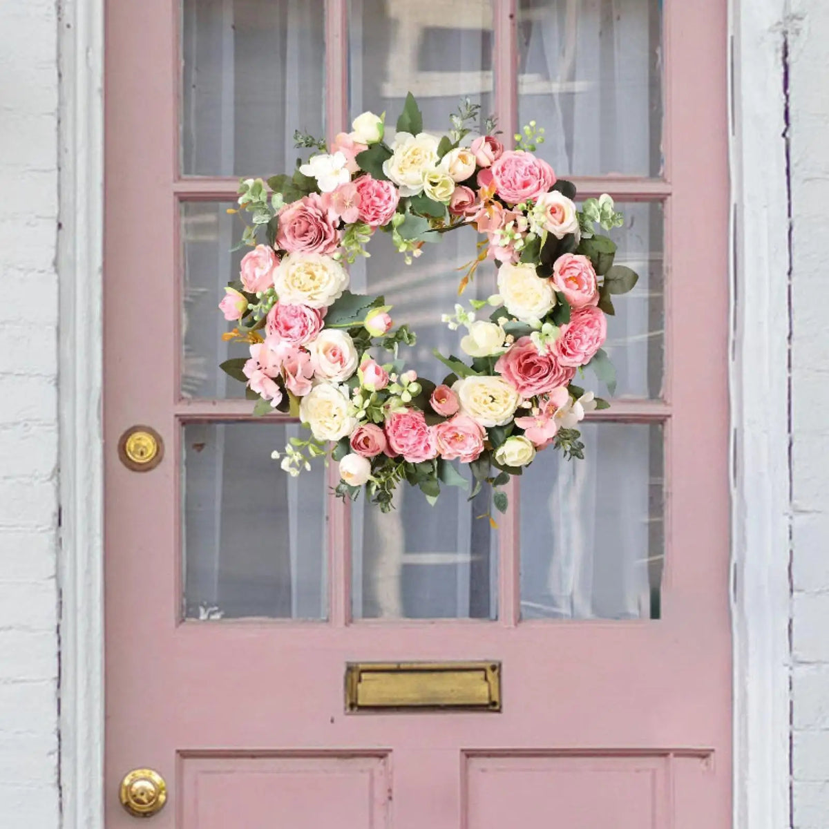 Spring Artificial Flower Wreath for Front Door | MagiDeal