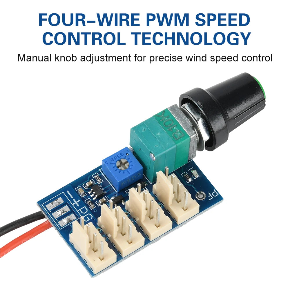 4-Channel DC 12V PWM Fan Speed Controller – Manual Knob