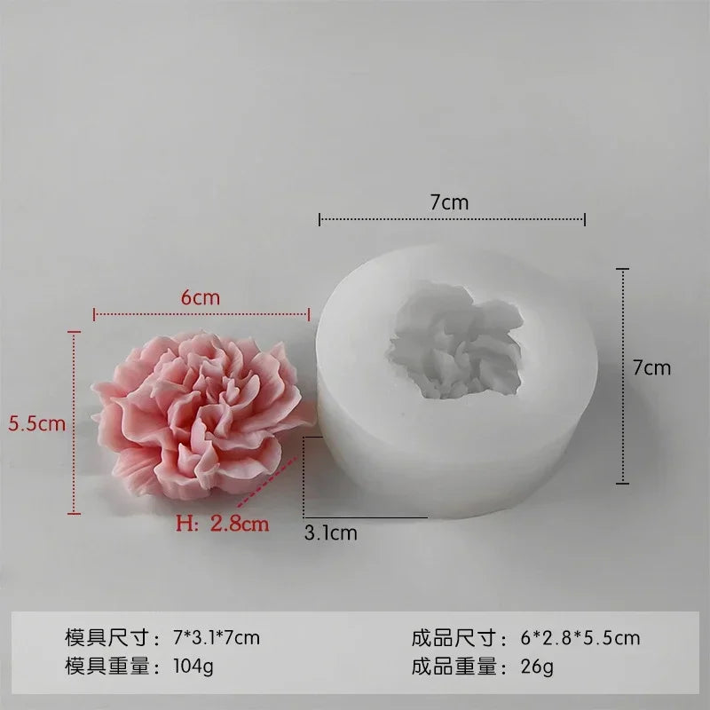 3D Flower Silicone Mold – Rose & Carnation for Soap, Candle & Resin