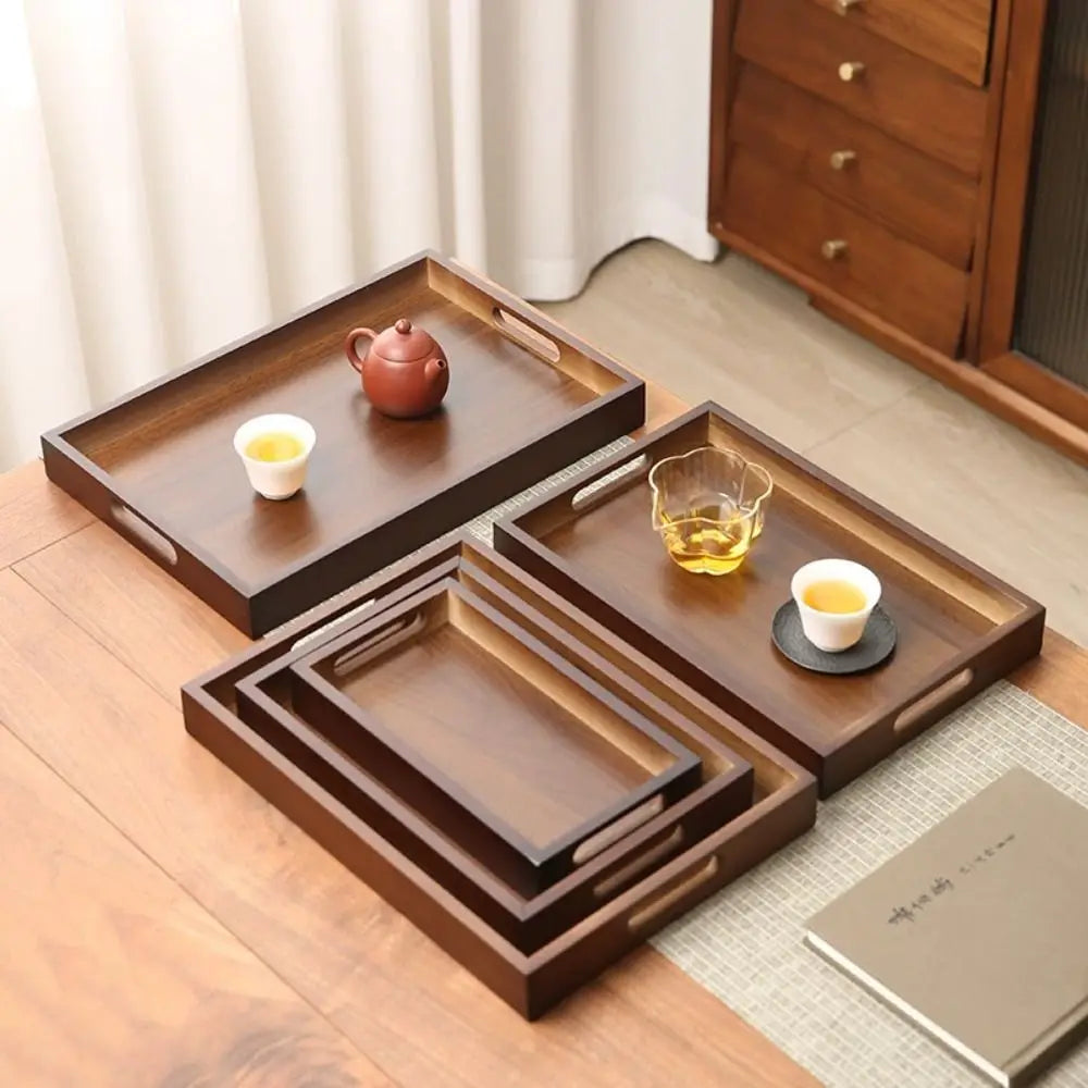 Retro Bamboo Wood Rectangular Storage Tray – Tea & Home Décor