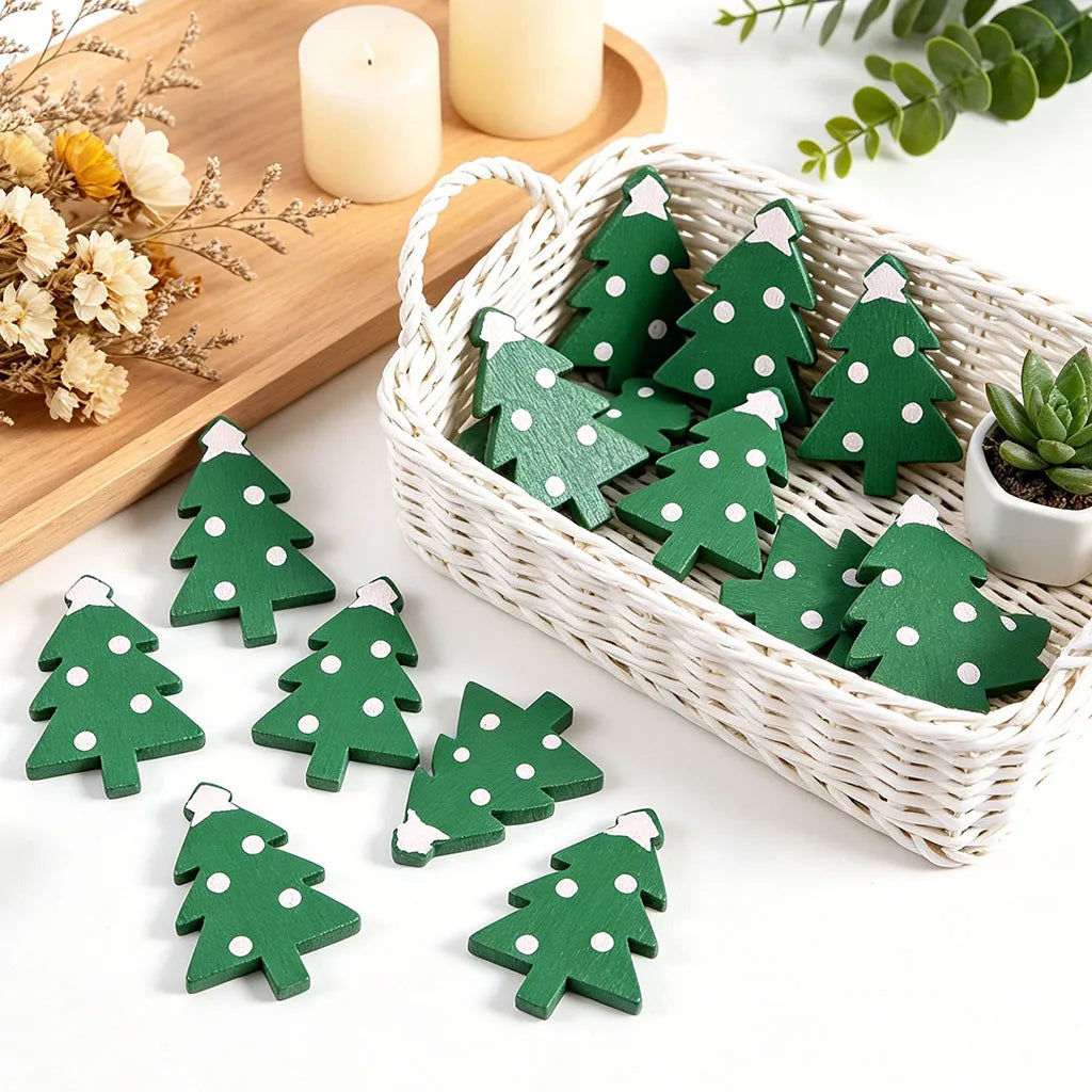 50-Piece Christmas Wooden DIY Patches – Festive Holiday Crafts