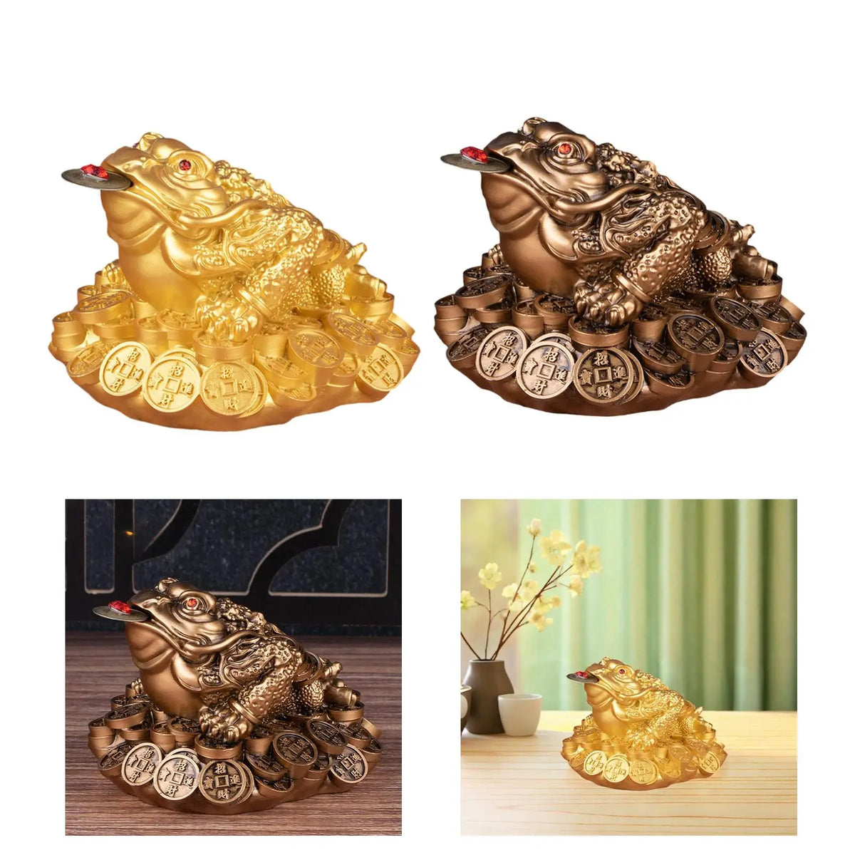 Three-Legged Frog Feng Shui Statue | Resin Lucky Wealth Figurine