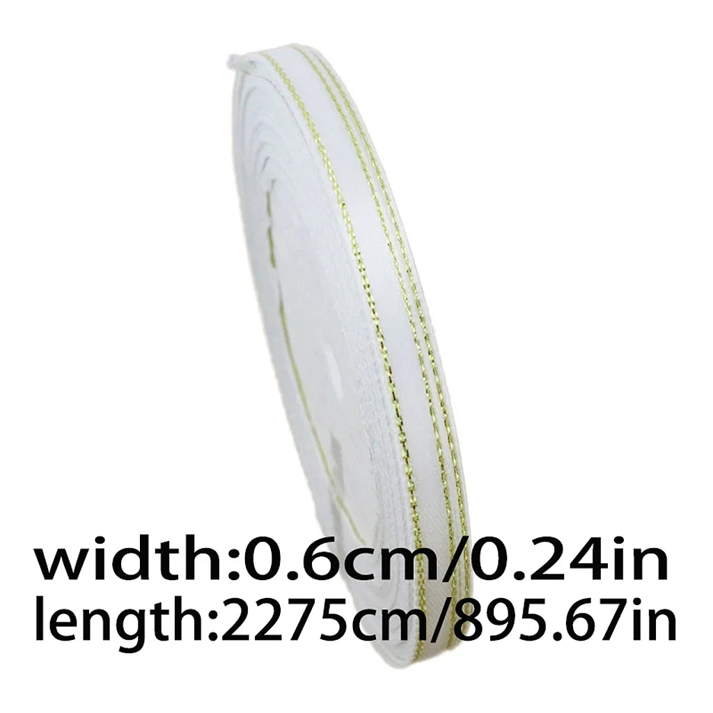 Gold Edge Satin Ribbon 25 Yards – 6 to 40mm Gift & Craft