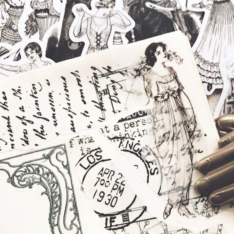 Vintage European Ladies Scrapbooking Stickers | Retro Fashion
