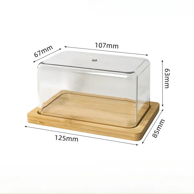 Nordic Bamboo Butter Dish with Clear Acrylic Lid | Kitchen