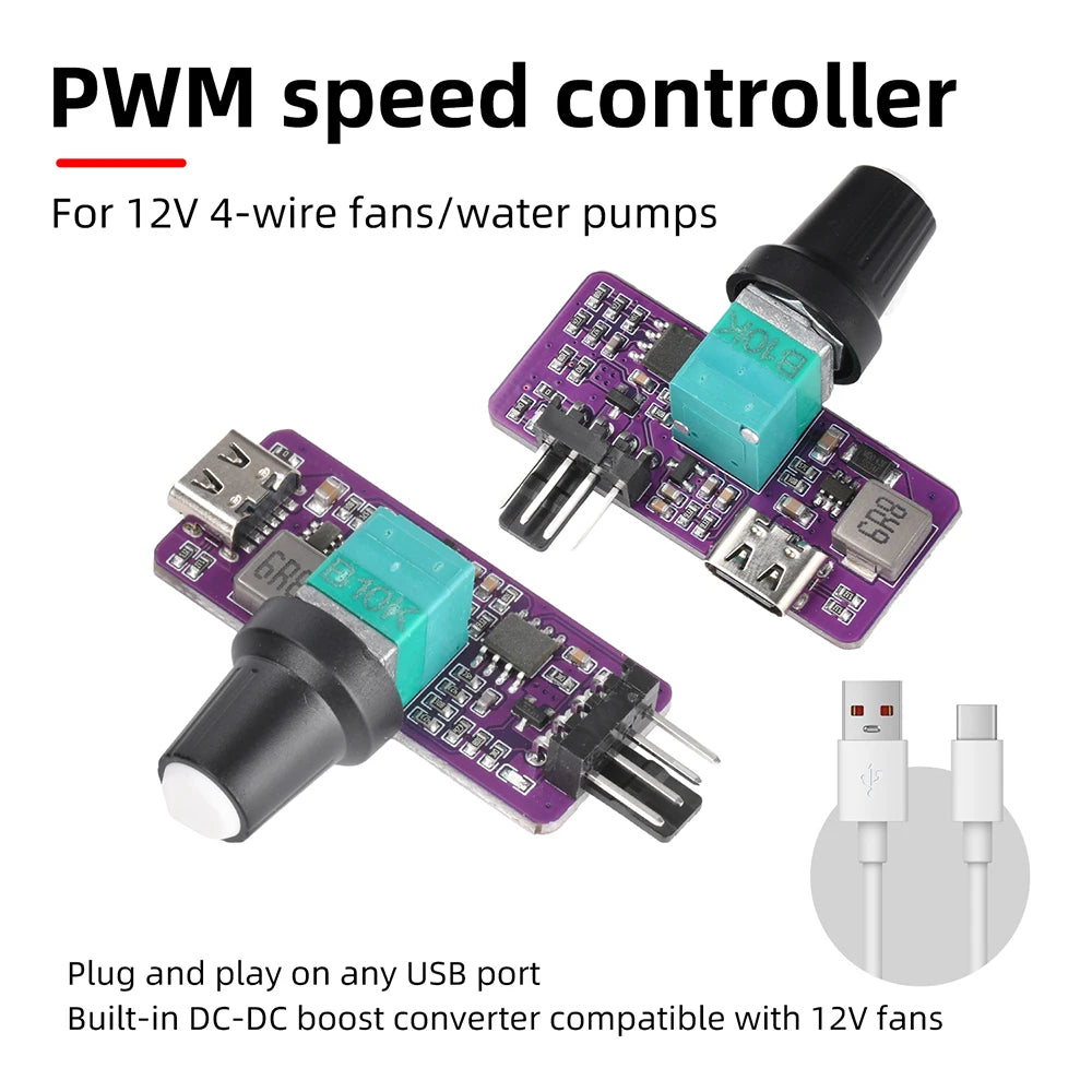 4-Pin PWM Fan Controller USB-C to 12V DIY Module | Gaqqee
