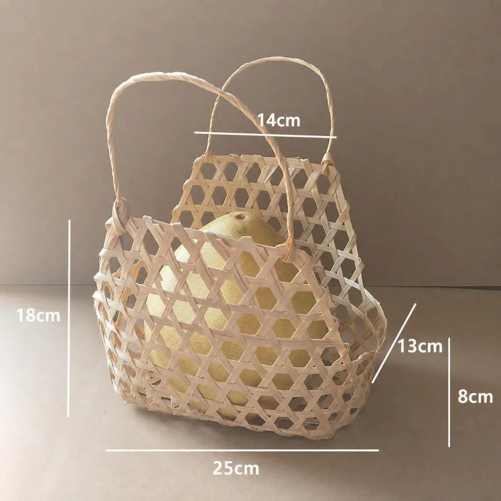 Handmade Woven Bamboo Basket – Retro Storage & Party Decor