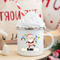 Personalized Christmas Enamel Mug – Deer & Santa Name Cup
