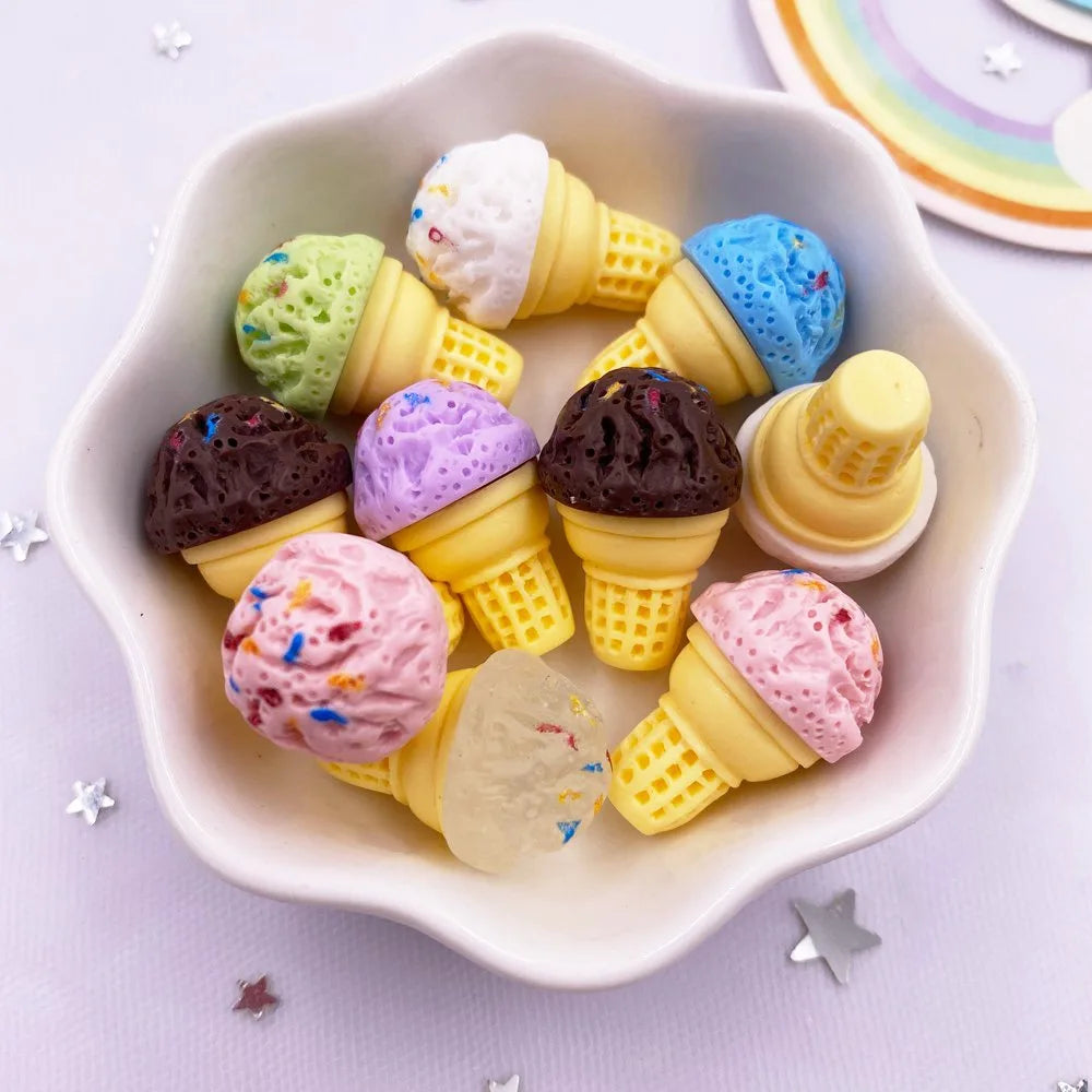 Resin 3D Cheese Cone Flatback Cabochons 10pcs – DIY Crafts