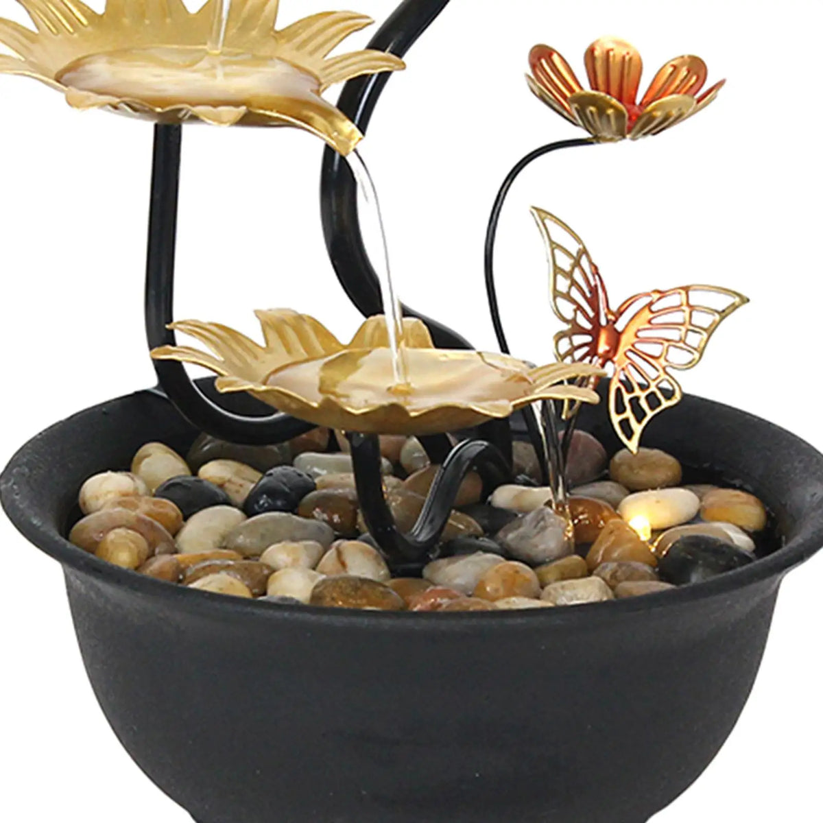 3-Tier LED Tabletop Water Fountain – USB Indoor Waterfall