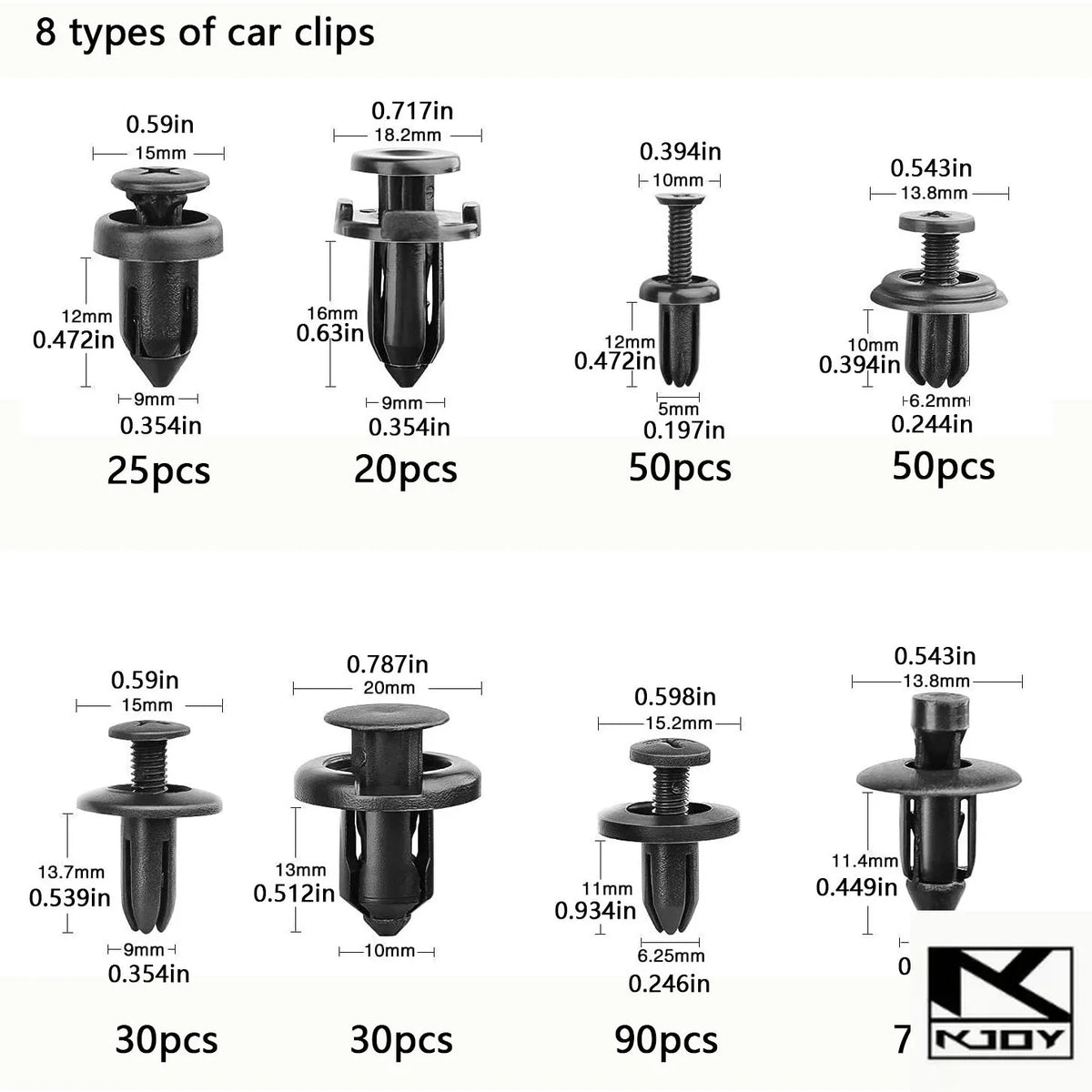 kkjoy 620-Pc Mixed Auto Rivet Retainer Clip Fastener Set