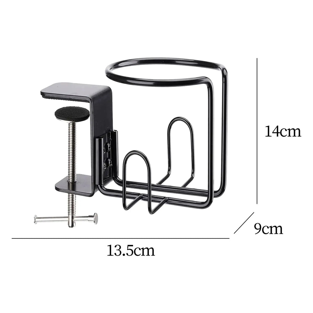 Clip-On Desk Cup Holder & Headphone Hanger | Metal
