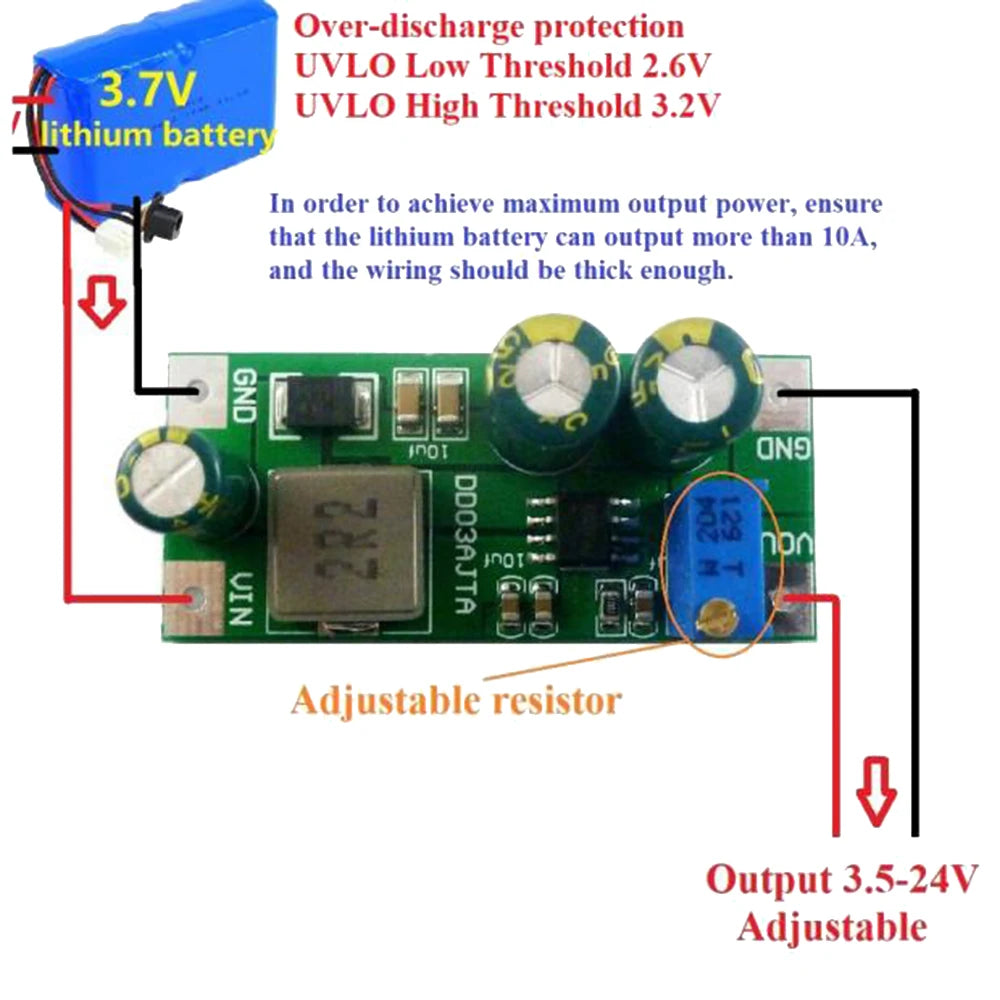 30W DC-DC Boost Converter Module 2.7–5.5V to 3.5–24V