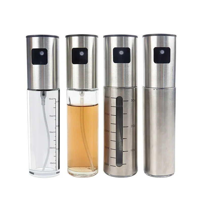 Stainless Steel Glass Oil Spray Bottle with Scale – Mist Sprayer