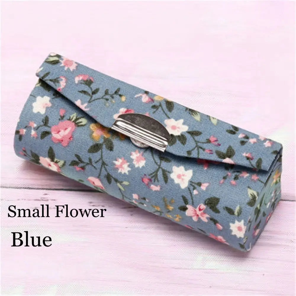 Retro Embroidered Flower Lipstick Case with Mirror | Jewelry Box