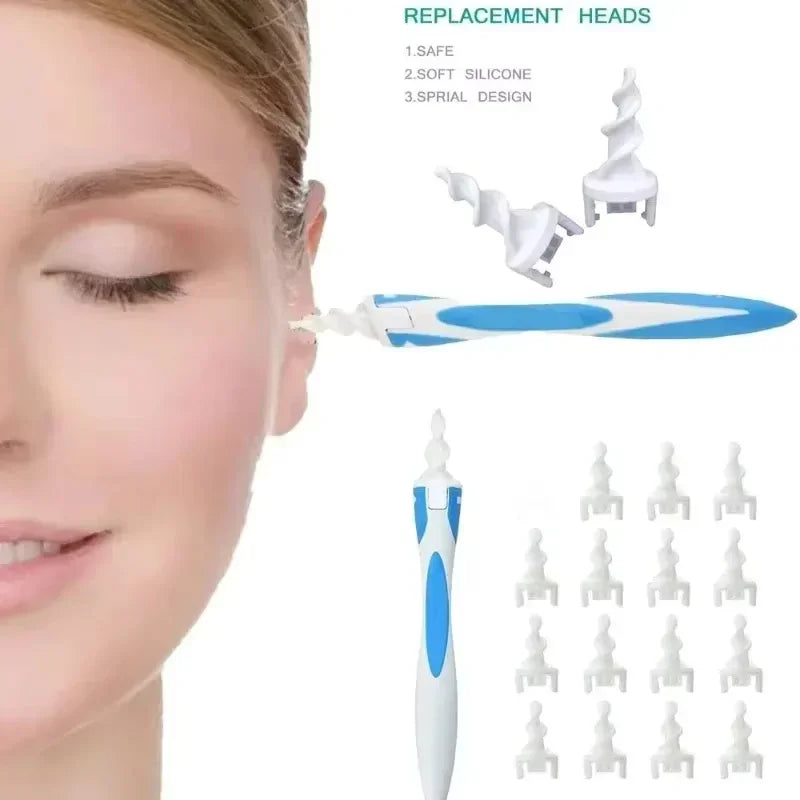 Spiral Silicone Ear Cleaner Set – 16 Soft Replacement Heads