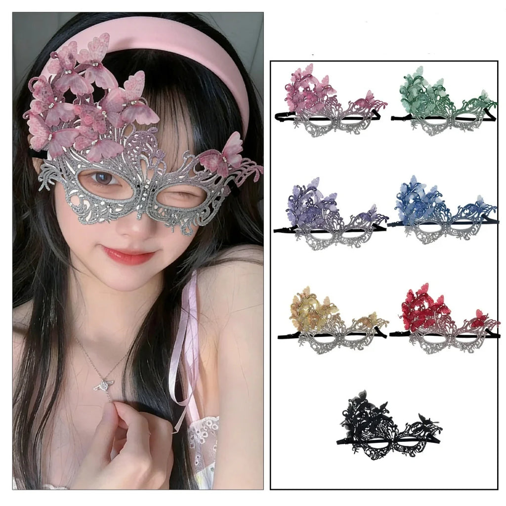 Gradient Butterfly Masquerade Mask – Lace Half Face Party Mask