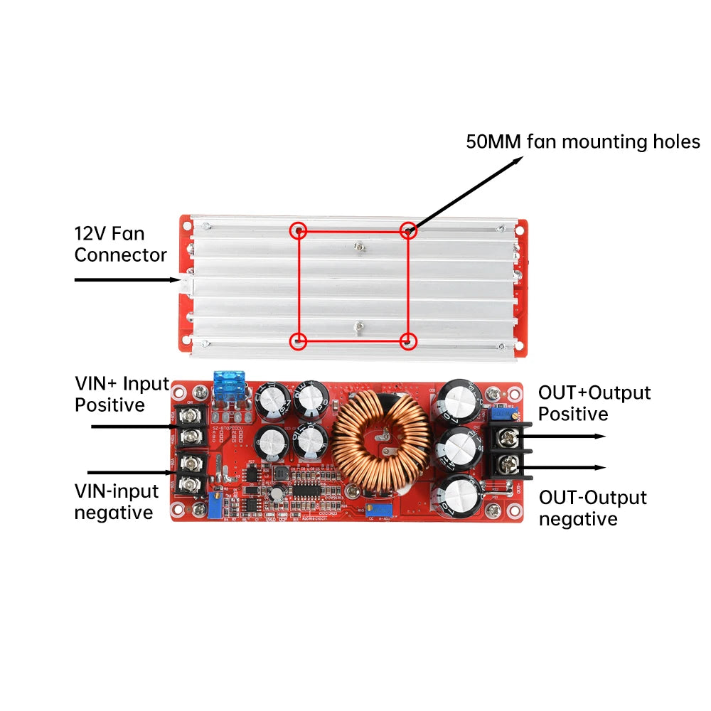 DC-DC Boost Converter 1800W 40A / 1200W 20A Adjustable Step-Up