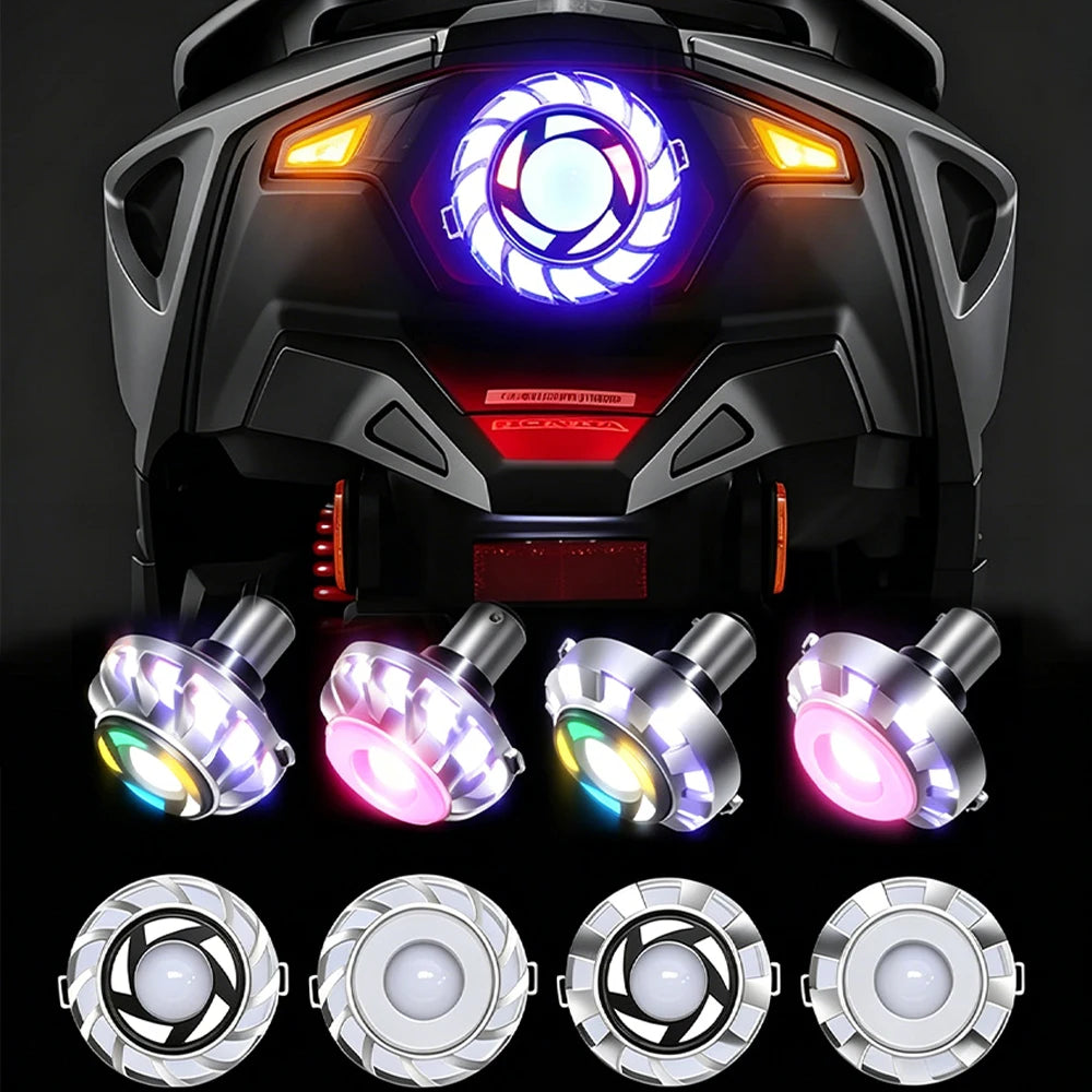 Motorcycle LED Angel Eye Tail Brake Light Strobe P21/5W